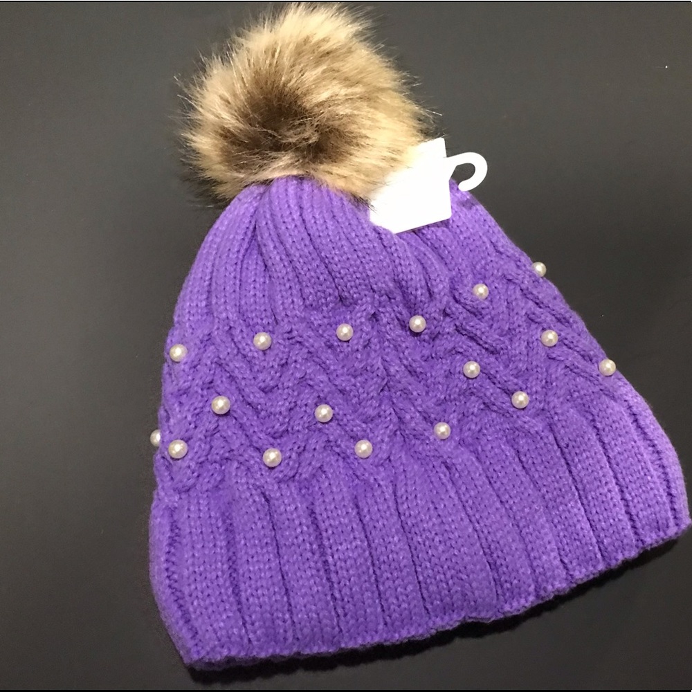 ✅🆕Beaded Lavender knit hat